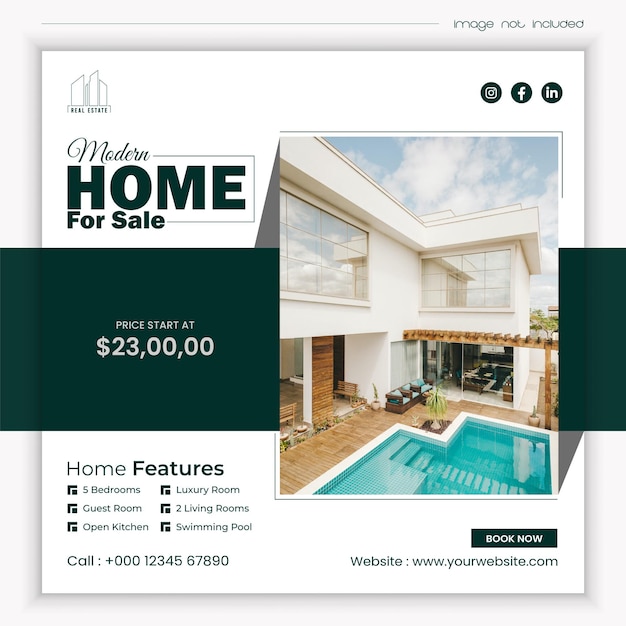 Vector real estate home for sale announcement template