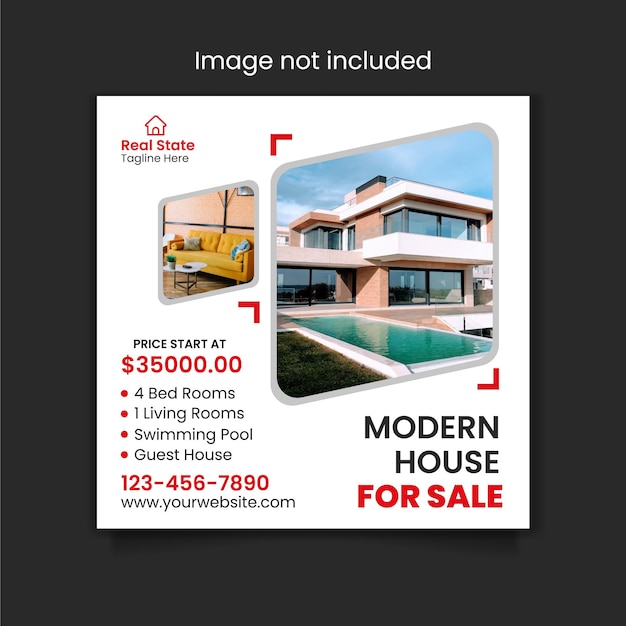 Real estate house property instagram post and social media or square web banner