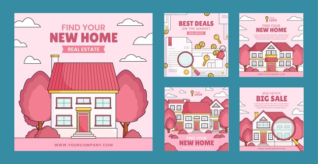 Vector real estate instagram post template design