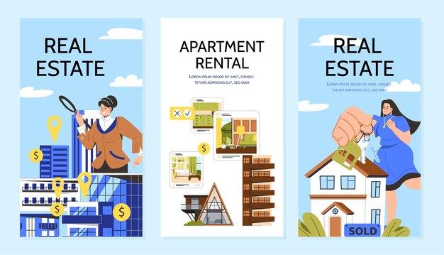 Vector real estate posters vector set