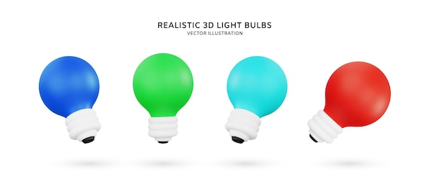 Vector realistic 3d light bulbs vector illustration