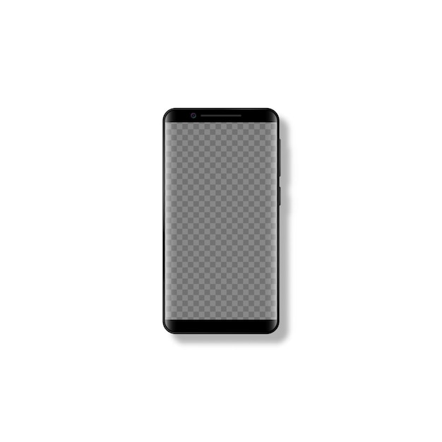 Realistic 3d mobile smartphone. Phone template with empty display. Isolated