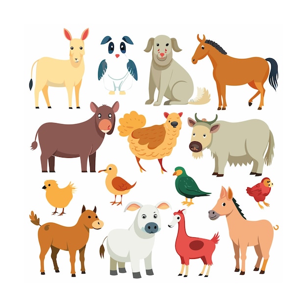 Vector realistic animals icon set illustration