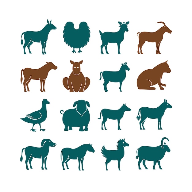 Vector realistic animals icon set illustration