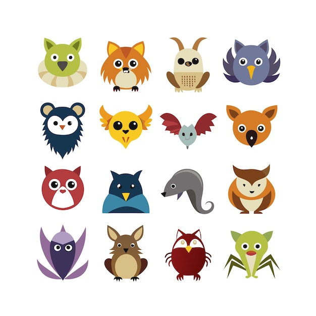 Vector realistic animals icon set illustration