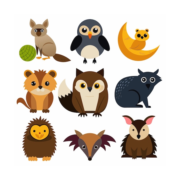 Vector realistic animals icon set illustration