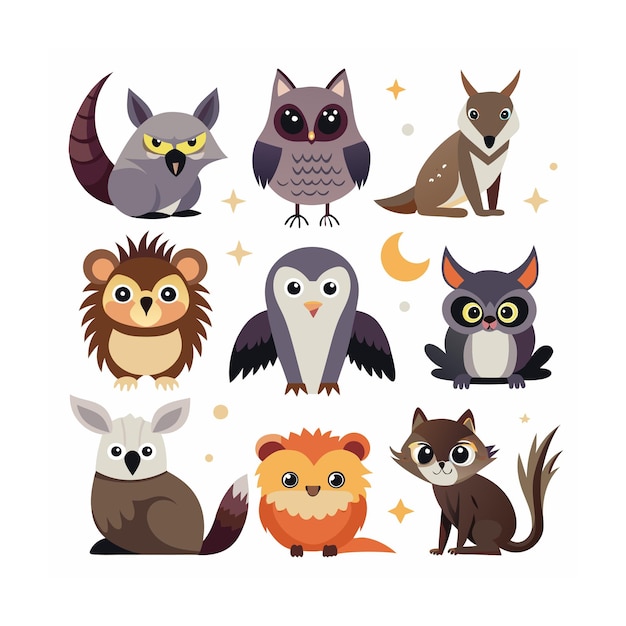 Vector realistic animals icon set illustration