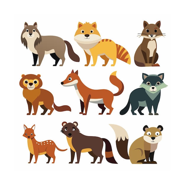 Vector realistic animals icon set illustration