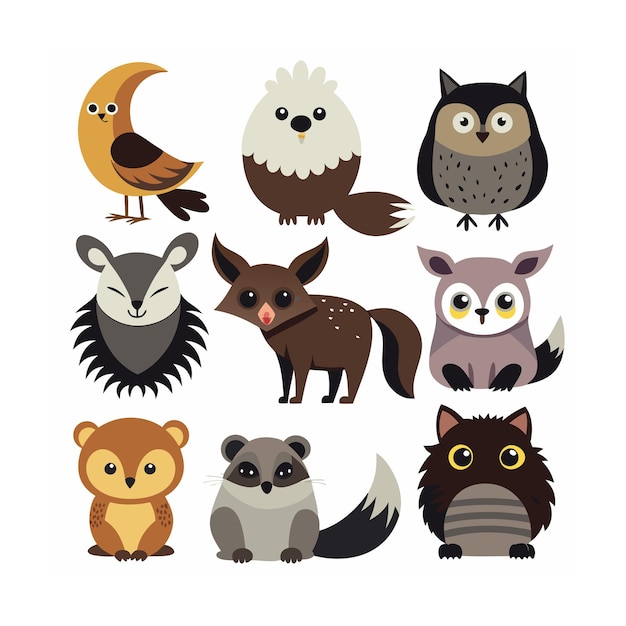 Vector realistic animals icon set illustration