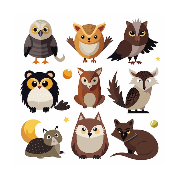 Vector realistic animals icon set illustration