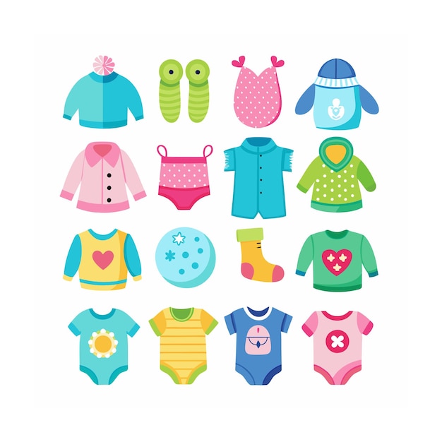 Vector realistic baby and kids icons set