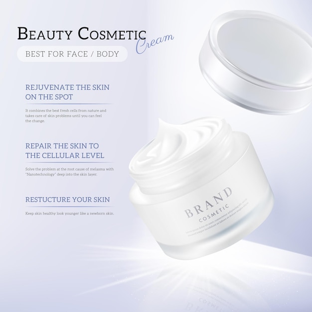 Vector realistic beauty cream bottle banner template