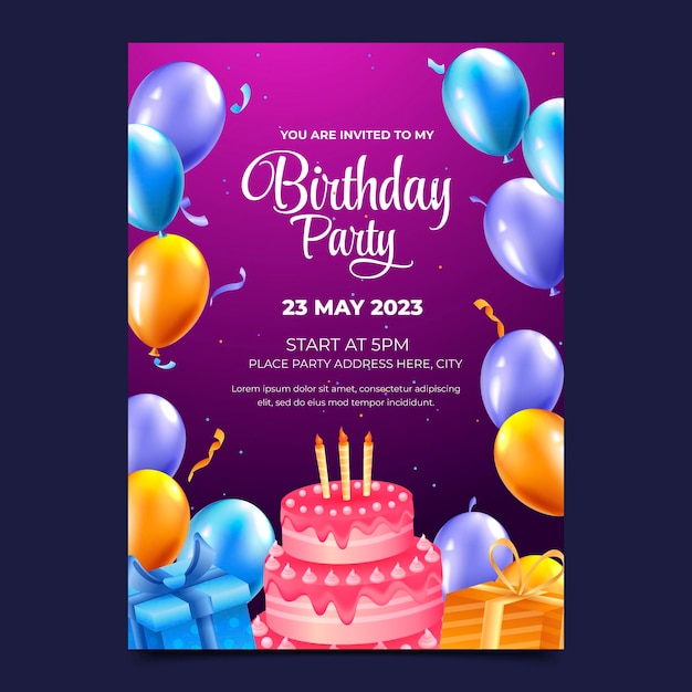 Vector realistic birthday template design