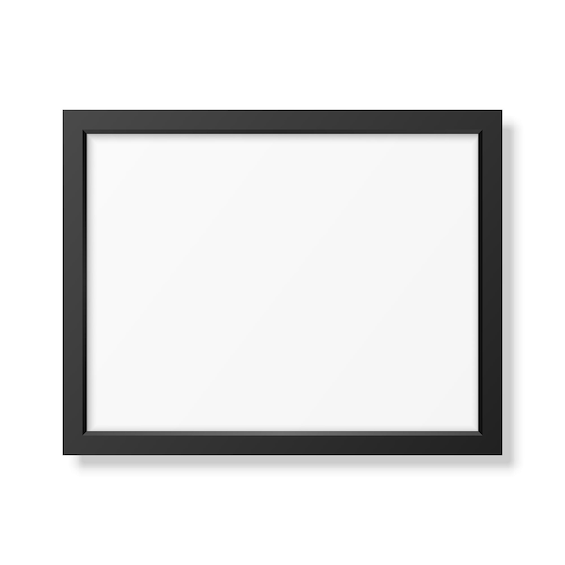 Realistic black frame A4 isolated on white.