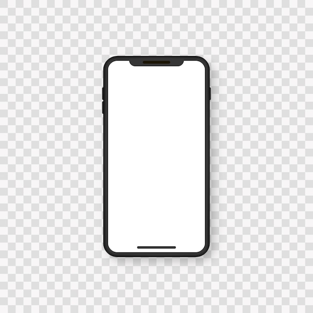Vector realistic black smartphone on transparent background mobile phone mockup vector illustration