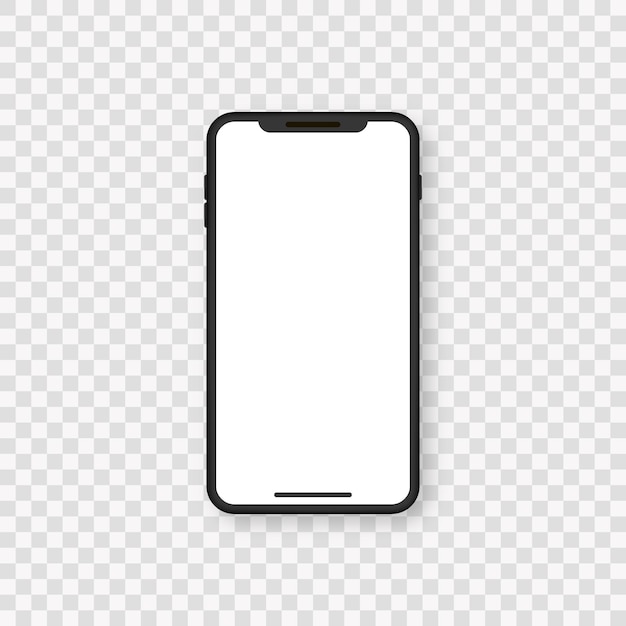 Realistic black smartphone on transparent background Mobile phone mockup Vector illustration