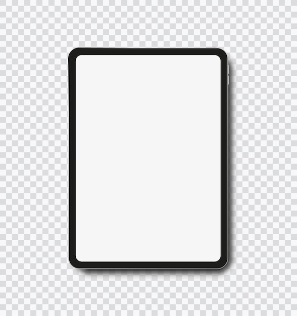 Vector realistic black tablet front display view high detailed device mockup separate groups