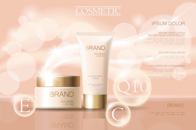 Vector realistic delicate cosmetic ads banner template  3d detailed