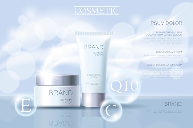 Realistic delicate cosmetic ads banner template  3d detailed 