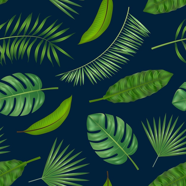 Realistic Detailed Green Leaves of Plants Background Pattern Vector