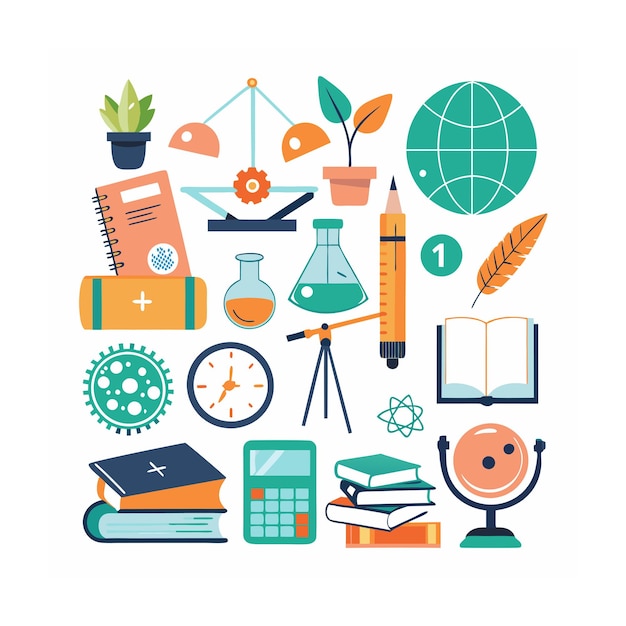 Vector realistic education and learning icons set