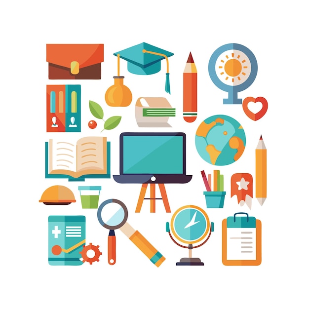 Vector realistic education and learning icons set