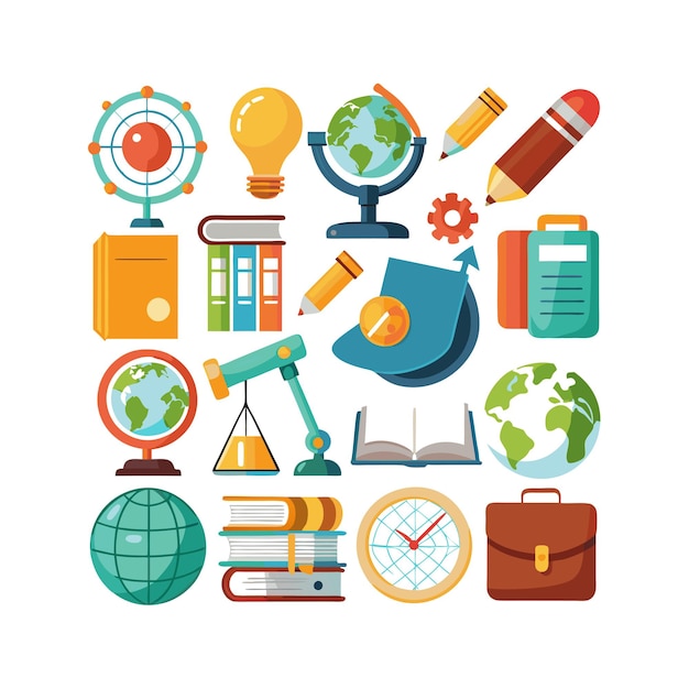 Vector realistic education and learning icons set