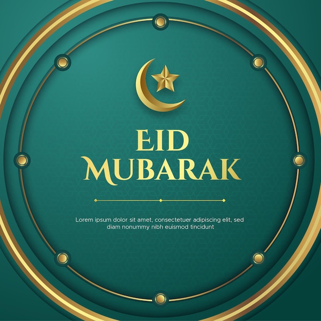 Realistic eid mubarak greeting card in paper style