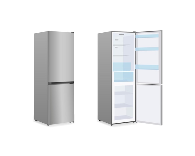 Realistic fridge or refrigerator on isolated white background. Vector illustration EPS10