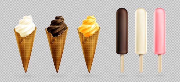 Realistic ice cream collection