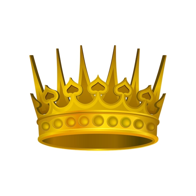 Realistic icon of shiny golden crown Headdress of royal person Vector element for luxury label or logo