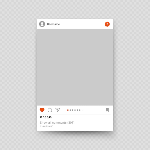 Realistic insta frame on transparent
