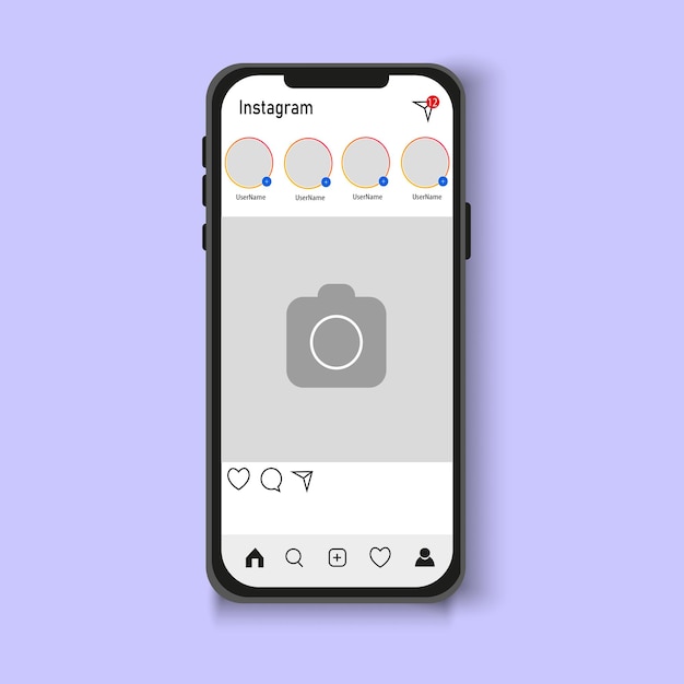 realistic instagram photo frame on phone instagram post with transparent background