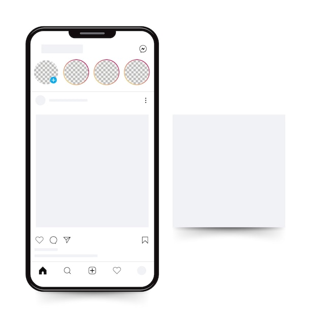 Vector realistic instagram photo frames on smartphone