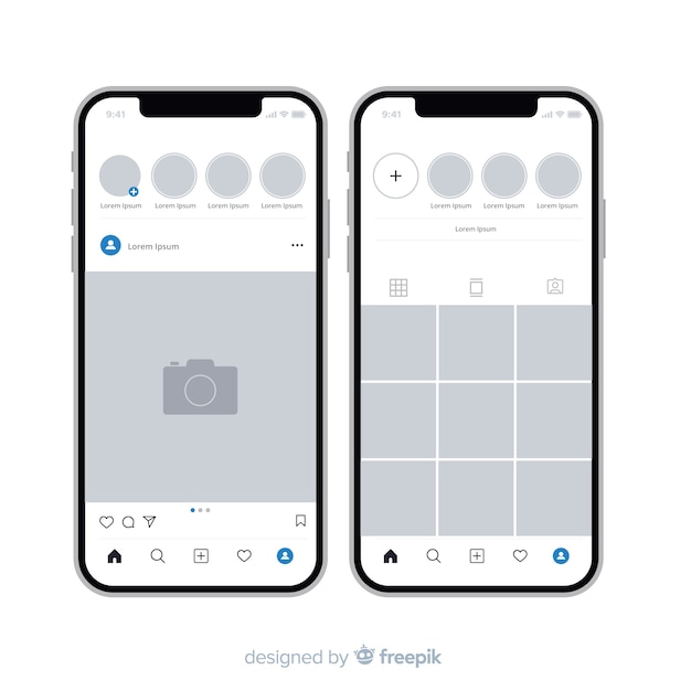 Vector realistic instagram photo frames on smartphones