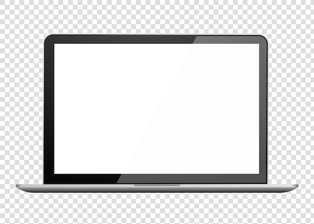 Realistic laptop front view notebook empty screen