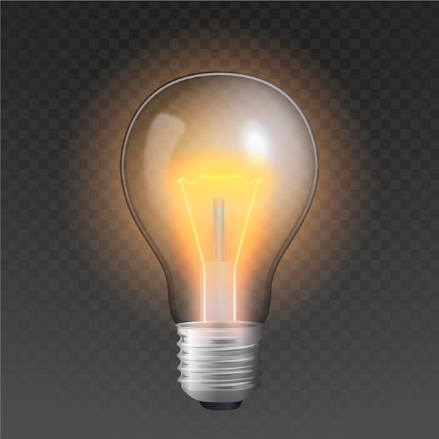 Realistic light bulb with electricity