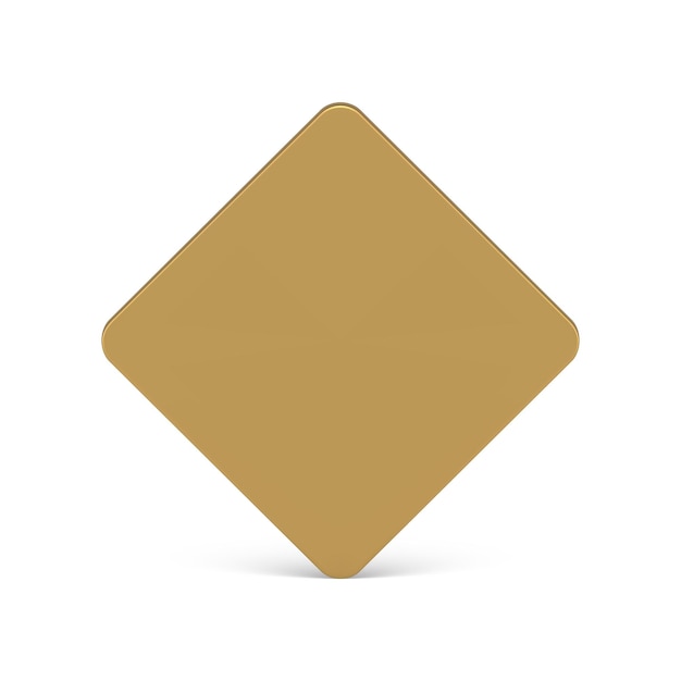 Vector realistic metallic golden rhombus glossy surface geometric shape 3d template vector illustration expensive minimalist square vertical wall with shadow front view podium stage angled pedestal mockup