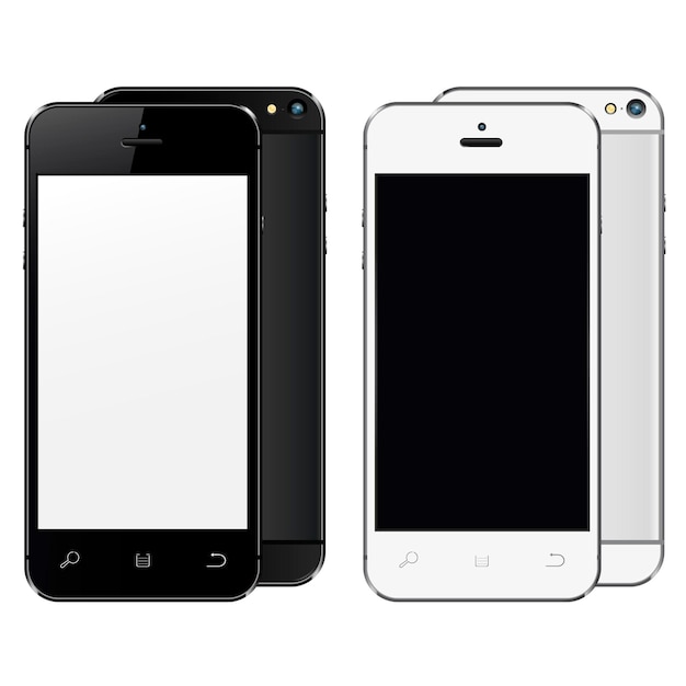 Realistic mobile phones with blank screen