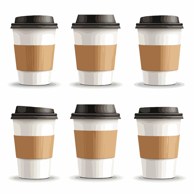 Vector realistic paper coffee cup set vector illustration