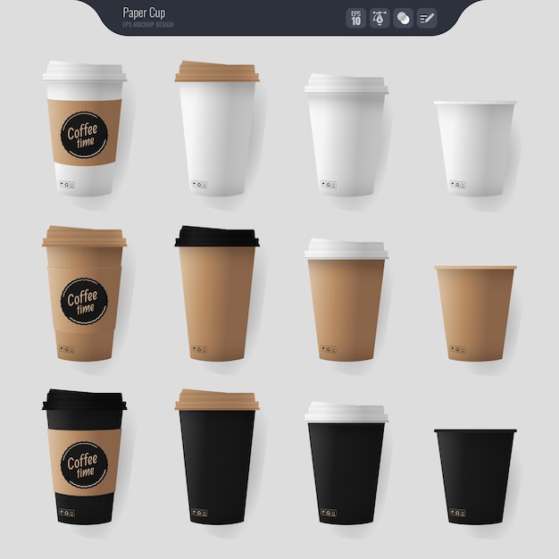 Vector realistic paper coffee cup