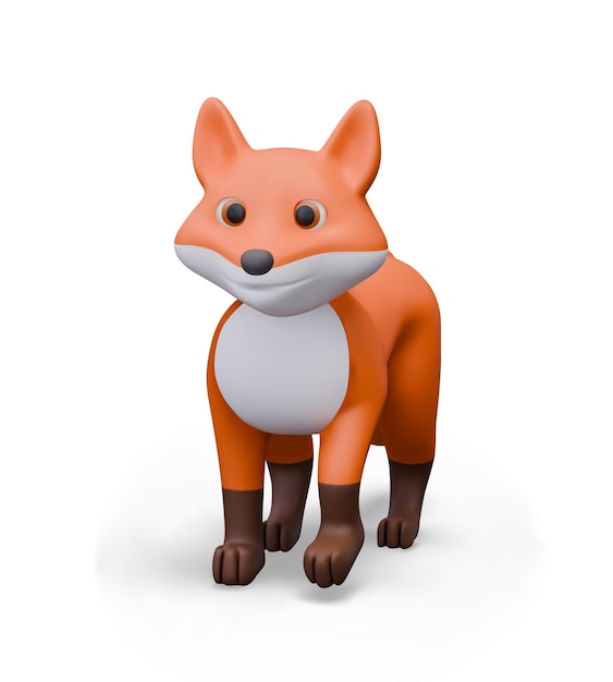 Vector realistic red fox in plasticine style funny predatory animal front view