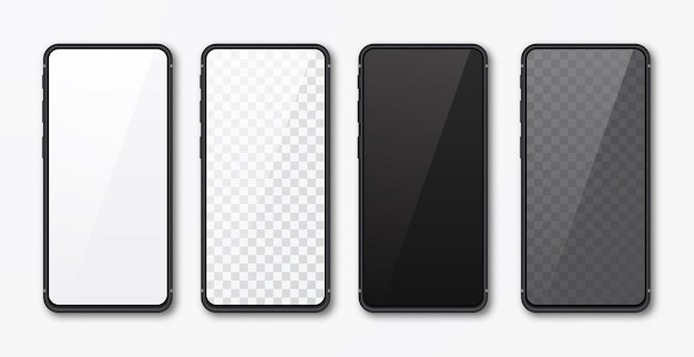 Realistic smartphone   set. Mobile phone display. 3D template illustration.