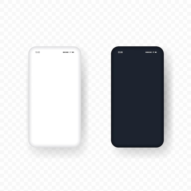 Realistic smartphone. White and black phone.