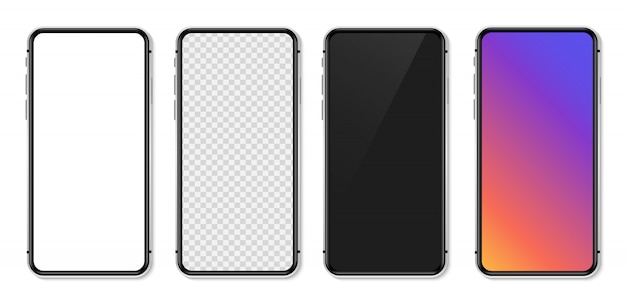Vector realistic smartphone with empty white screen.  illustration