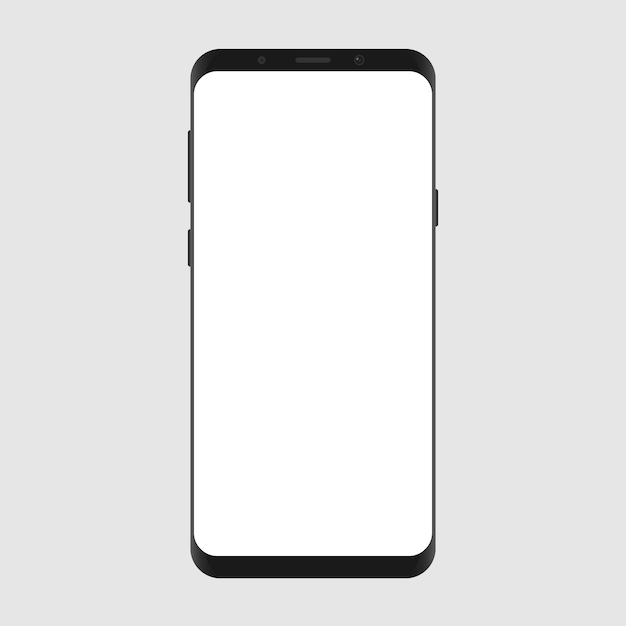 Realistic smartphone with white screen isolated