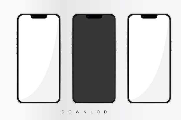 Vector realistic smartphones mockups with front and backs