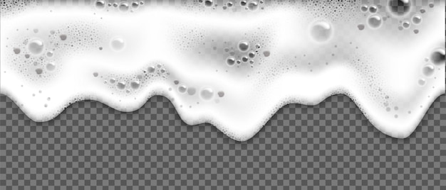 Realistic soap or beer white foam. Sea foam on transparent background