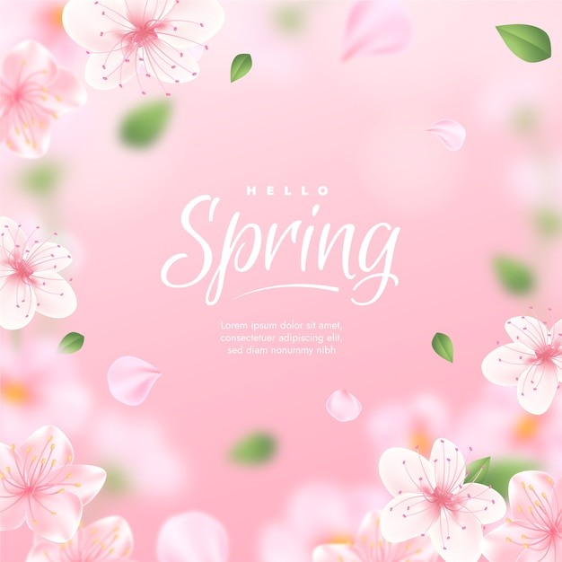 Vector realistic spring illustration with cherry blossom