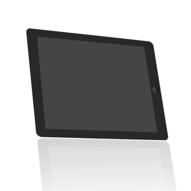 Realistic tablet blank screen set on 45 degree isolate on white background.